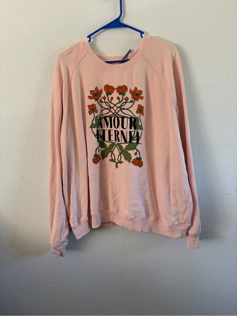 Anthropologie Pink 'Amour Eternel' Floral Graphic Sweatshirt